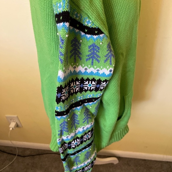 Quacker Factory Green Patterned Womens Full Zip Sweater Size XL - Picture 4 of 8